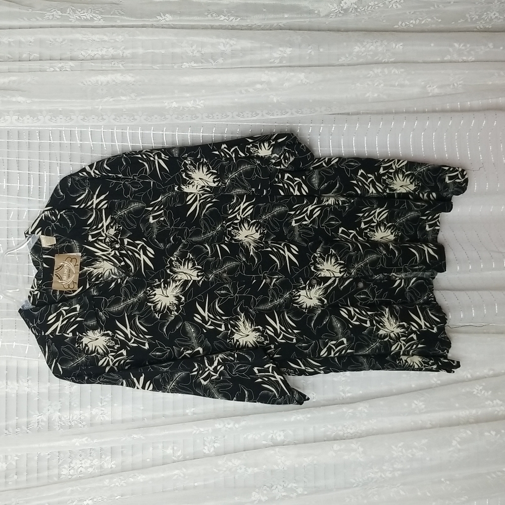 2/$25 or 3/$30 Bruno New York Black Tropical Floral Hawaiian Shirt Sz3XL
